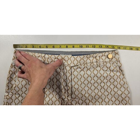 Meadow rue Anthropologie linen blend geometric window pane neutral EUC 6 shorts - Picture 6 of 10